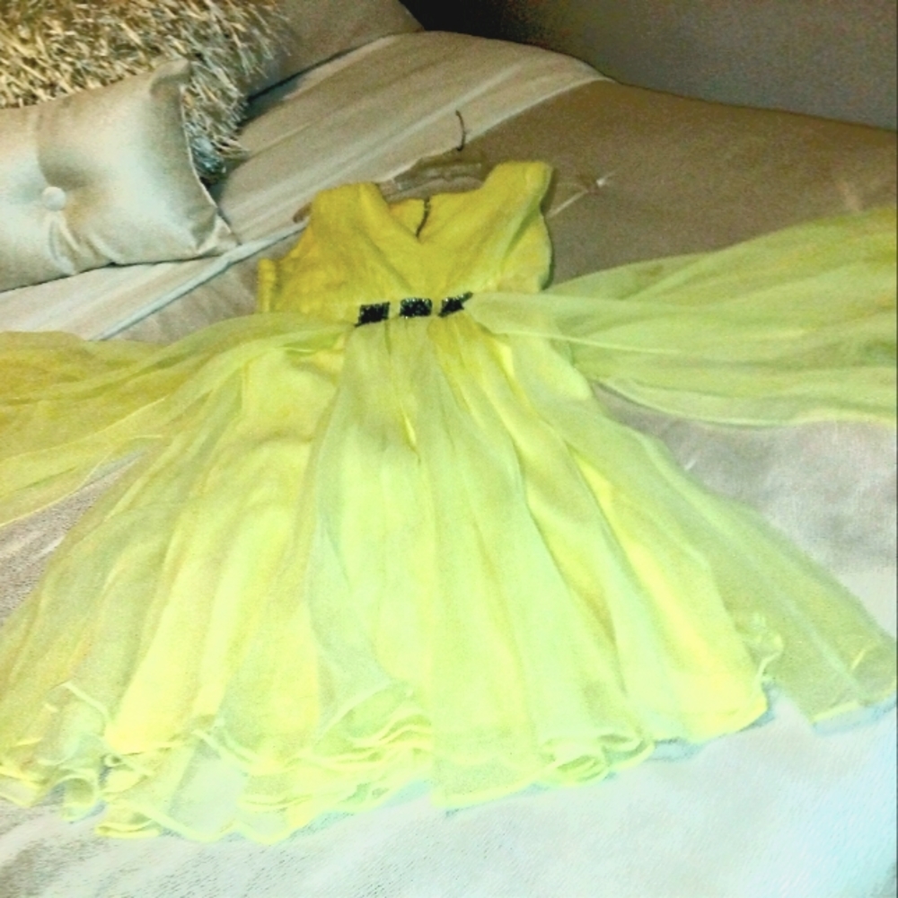 Canary Yellow Empire Waist Dinner Dress